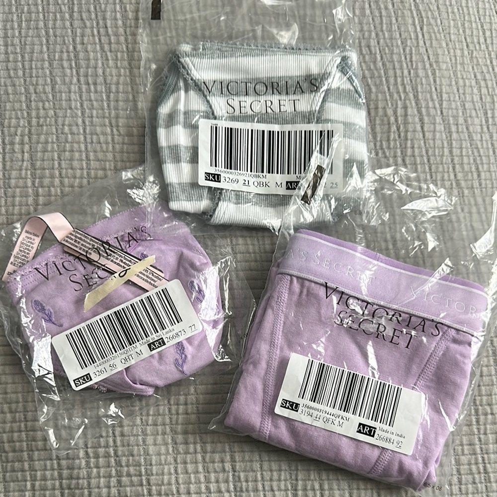 Victoria's Secret Gray and Lavender Panties Trio
